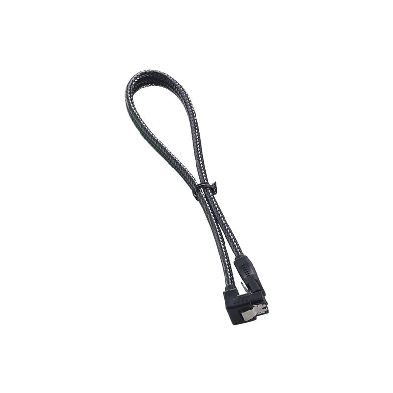 CableMod ModMesh Sleeved Right Angle SATA 3 Cable (Carbon, 30cm) - Image 1